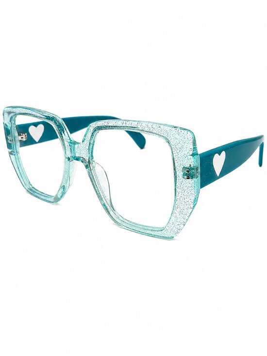 Accessories - Heart Accent Glitter Aqua Crystal Eyeglass Frames 53-18-145